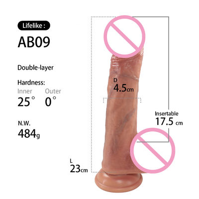 Big Size Suction Cup Dildo Sex Toy Soft Double Laryer Medical Grade Silicone For Women